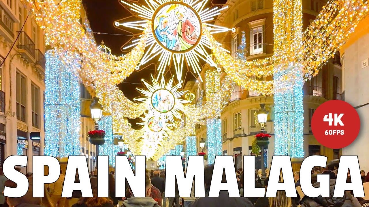 MALAGA SPAIN 🇪🇸 Christmas & New Year Lights ✨ Non-Stop Walking Tour [4K] Costa del Sol Andalusia