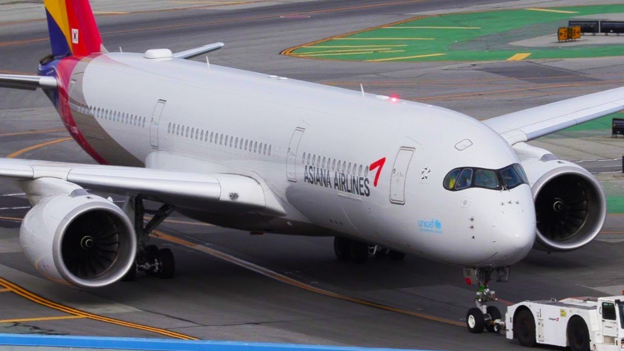 Asiana Airbus A350-900 Landing Seoul to San Francisco I Plane Spotting SFO