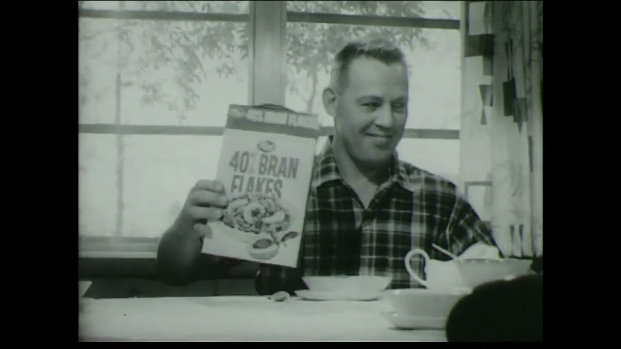 Retro General Foods Post 40% Bran Flakes Cereal Commercial Beach Ocean Scene 60s