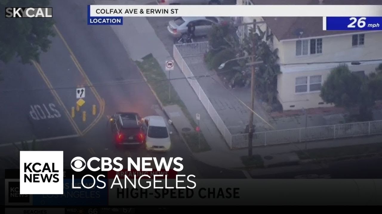 Pursuit suspect crashes into car, runs away