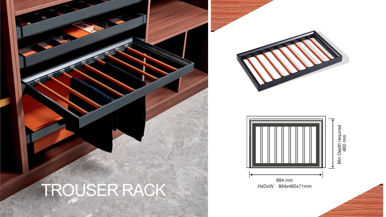 Wardrobe Pull-out Trouser Rack | Provides Creaseless storage with removable hangers | PROSOL
