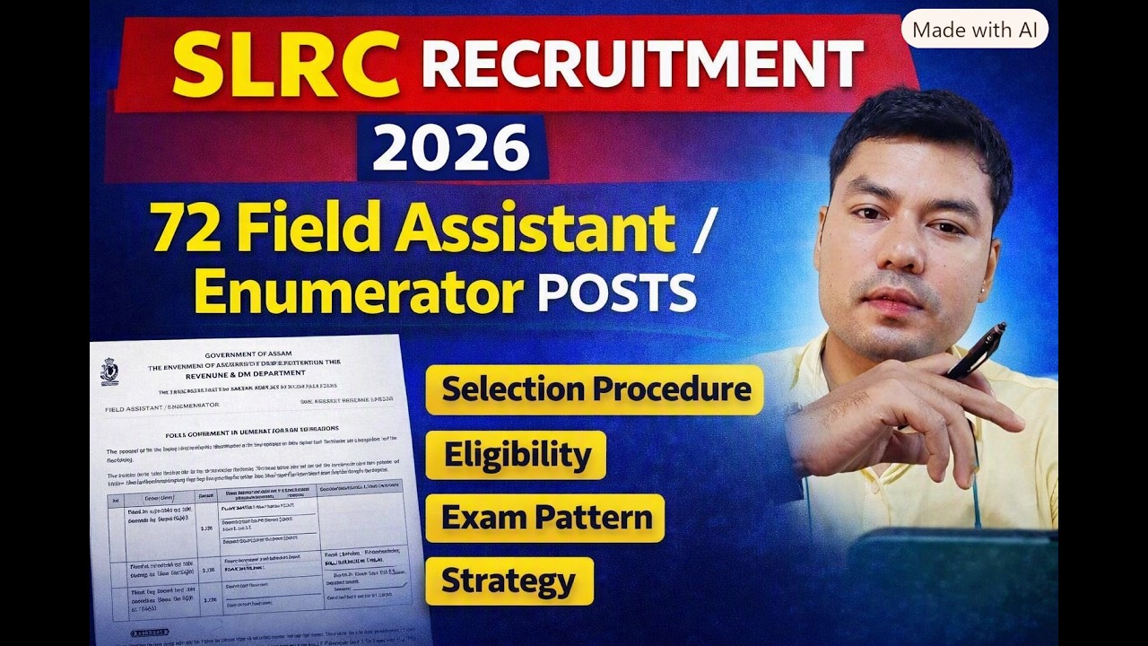 SLRC Recruitment 2026: 72 Field Assistant/Enumerator Posts | Assam Govt Jobs