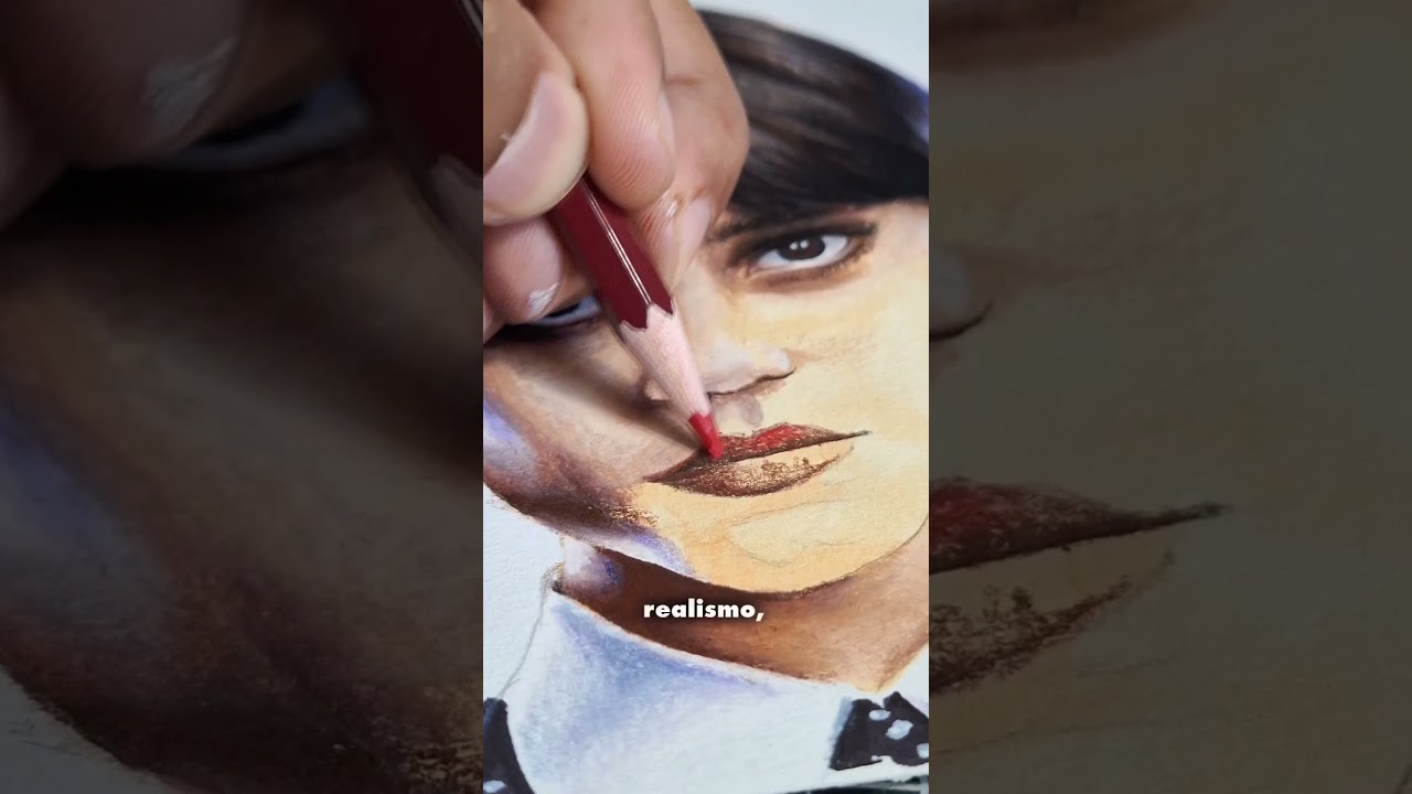 DESENHANDO A WANDINHA Addams  REALISMO 🎨🔥 #desenho #wandinha #wednesday