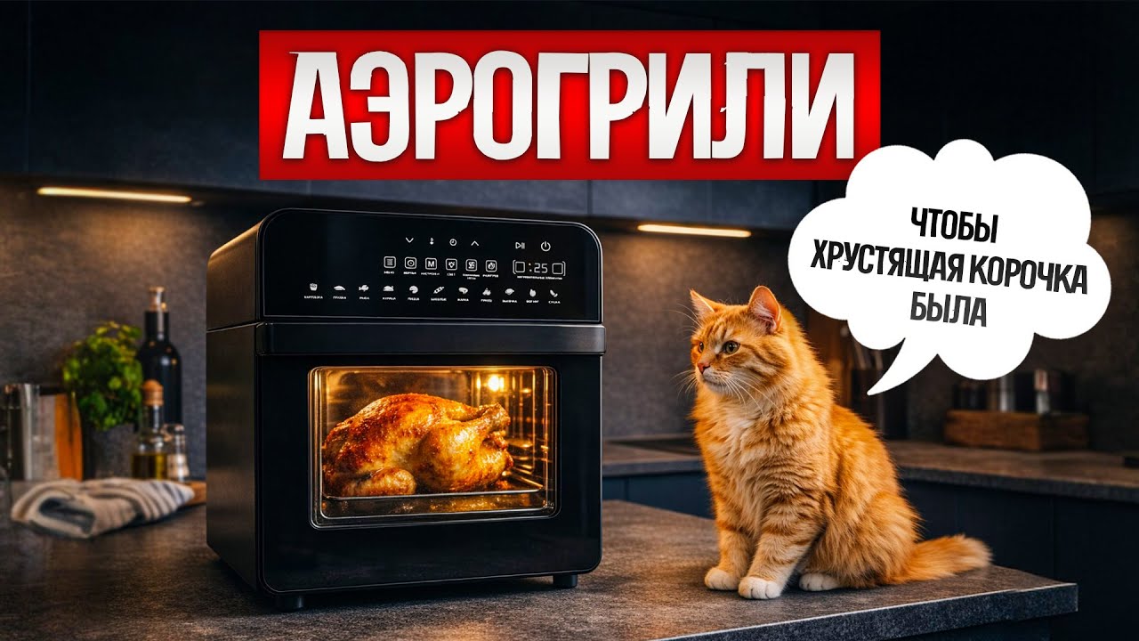 ТОП—5: Лучшие АЭРОГРИЛИ (2026) || Аэрогриль с вертелом — замена духовке или нет?