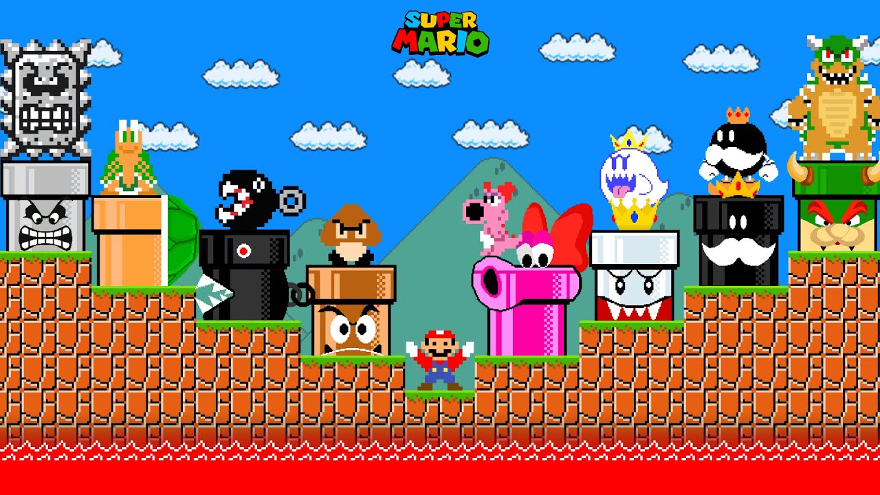 Super Mario Bros., but There’s More Custom Pipes and All Bosses