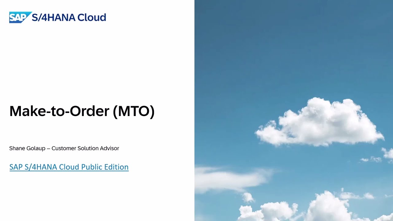 Make-to-Order (MTO) with SAP S/4HANA Cloud Public Edition
