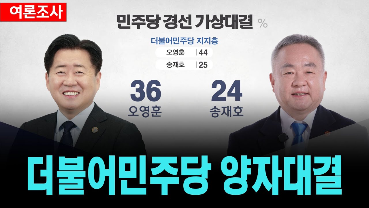 [여론조사] 오영훈 36%, 송재호 24%..민주당 양자대결 [26. 2. 3.]