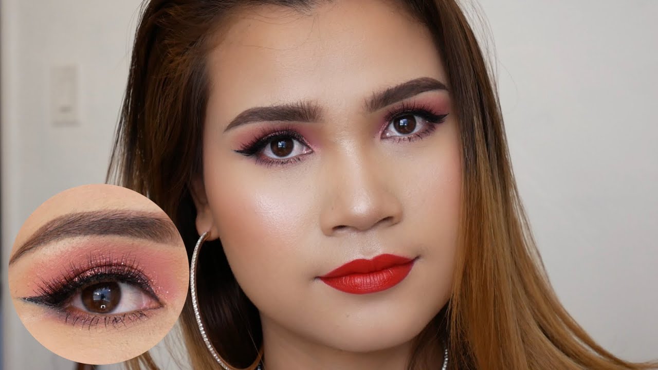 How to Red glitter makeup for party | ផាត់មុខចូលកម្មវិធីបែបក្រហម