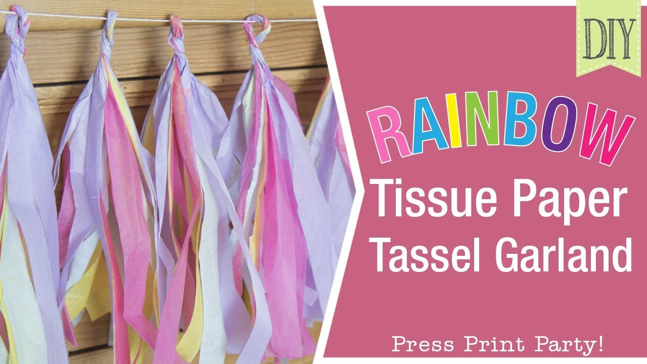 Easy Rainbow Tissue Paper Tassels Garland Tutorial Video - Multi Colored Tassels DIY