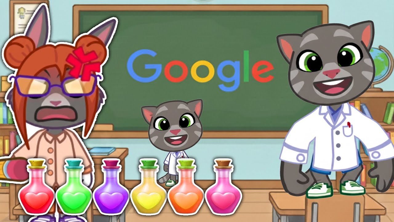 My Talking Tom Friends World - Say the words Google and experiments at school.