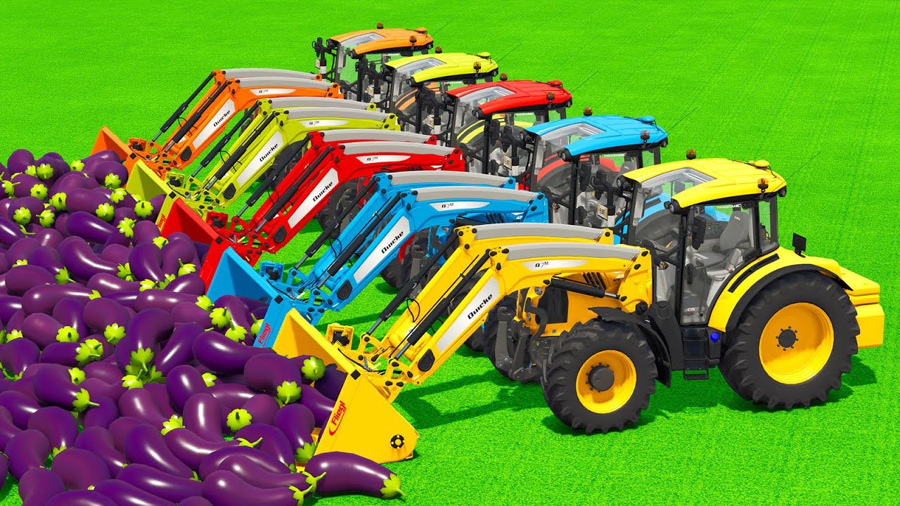 LOAD AND TRANSPORT EGGPLANT WITH JOHN DEERE TRACTORS & LOADERS - Farming Simulator 25