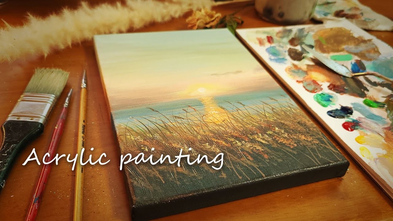 아크릴화 초보자를 위한┃노을 바다 풍경 그리기┃Easy Acrylic Painting for beginners┃#74