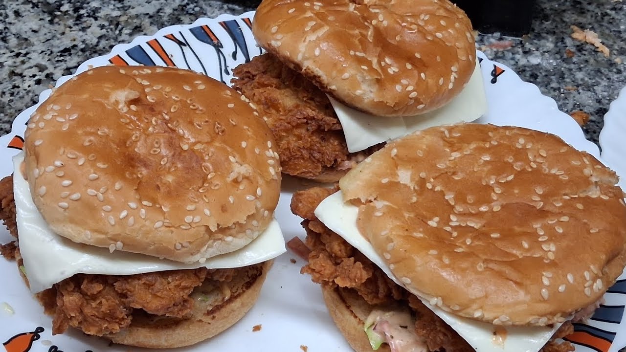 KFC Style Zinger Burger Recipe at Home 🍔 | Crispy Chicken 