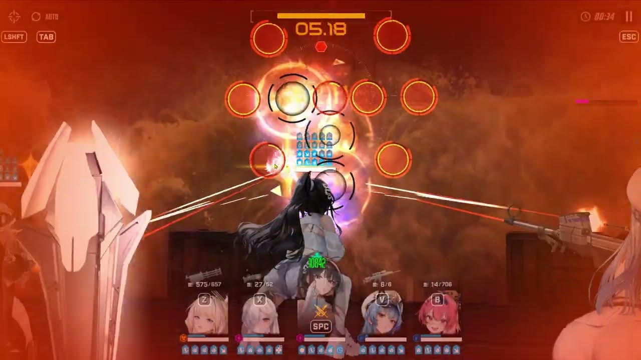 [니케] 하드 34-38 보스전 (베히모스) 클리어 / 크라운,신데렐라,목단,헬름,마스트:로망틱메이드