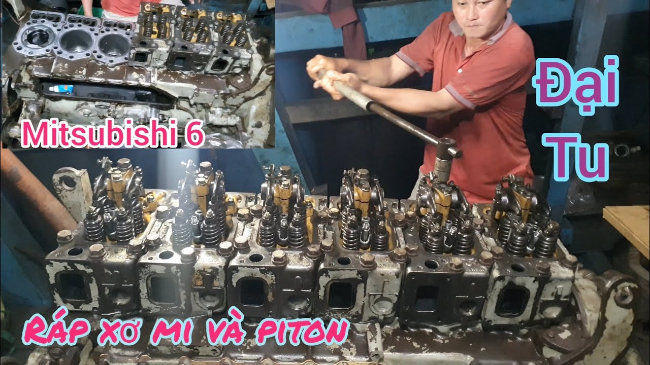 Đại tu mitsubishi 6🛠kinh nghiệm ráp bạc biton không bị đổ hơi và nổ máy(ship engine repair)