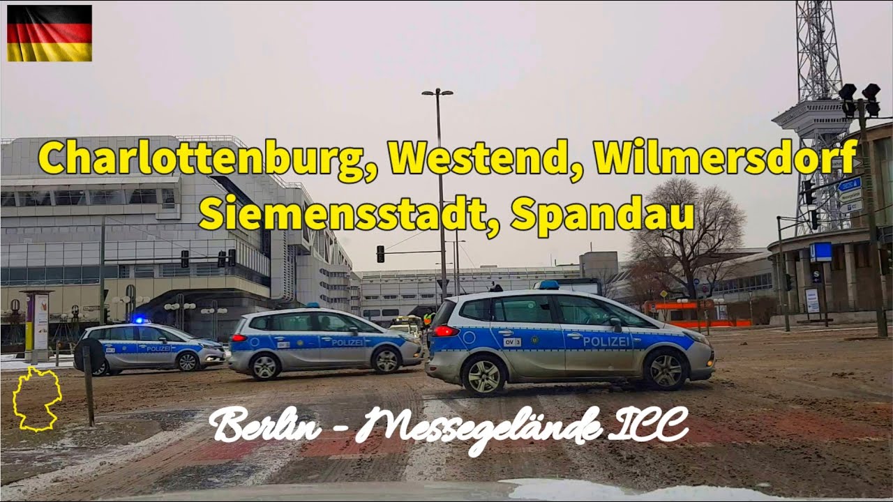 Germany - Berlin, Charlottenburg, Siemensstadt, Spandau, Westend, Wilmersdorf. Snow Weather Drive...