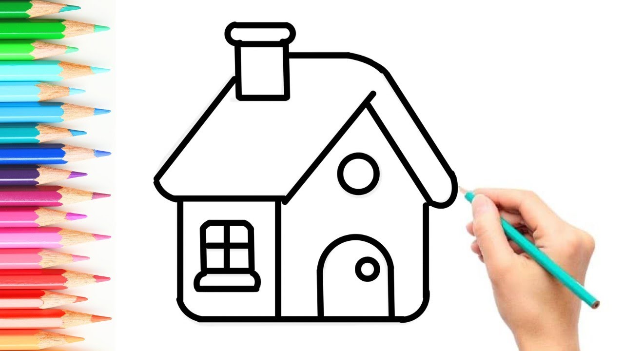 How to draw a House 🏠, easy step by step drawing for kids#howtodraw#drawingforkids#kids