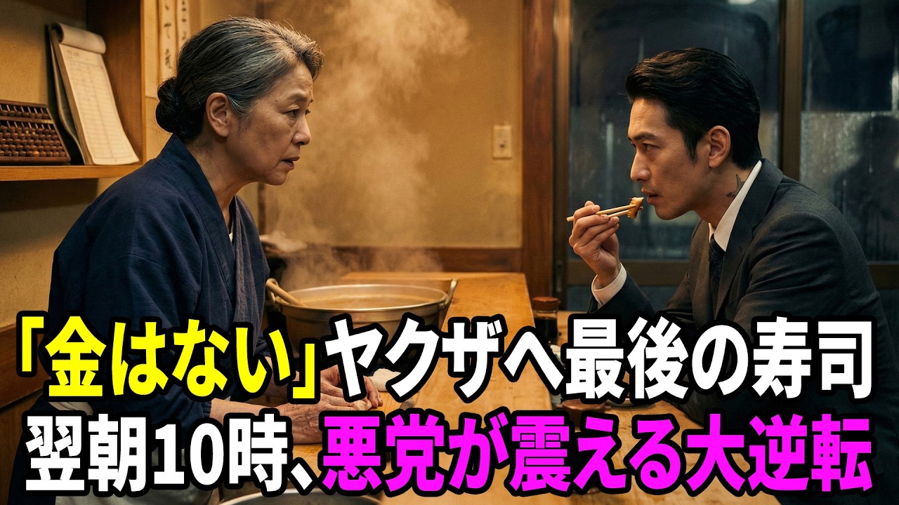 【感動する話】「味噌汁だけでいい」財布なしのヤクザに最後の寿司を出した女将、翌朝10時に悪党が笑ったが…