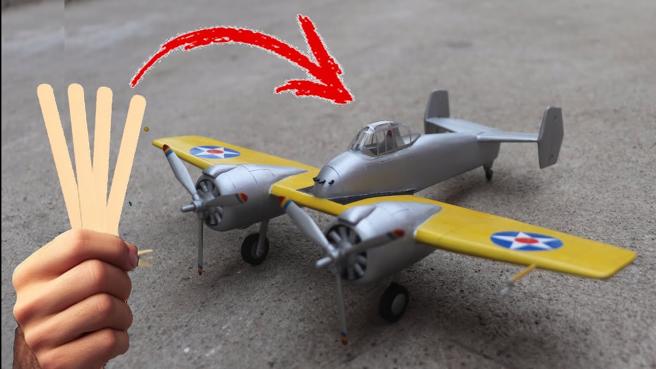 Avión Grumman XF5F Skyrocket hecho con palitos de helado