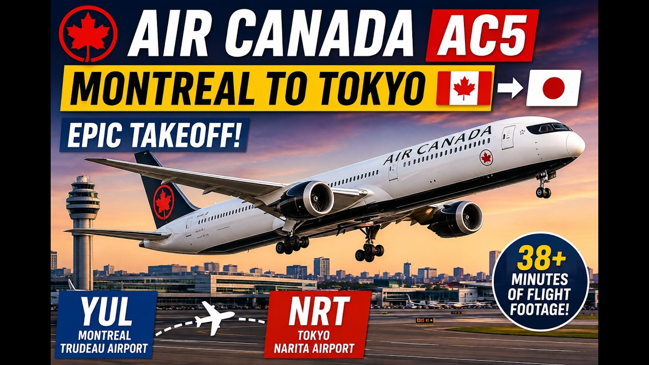 Flying Air Canada AC5 to JAPAN! 🇯🇵 | Montreal Trudeau Takeoff & Incredible Views