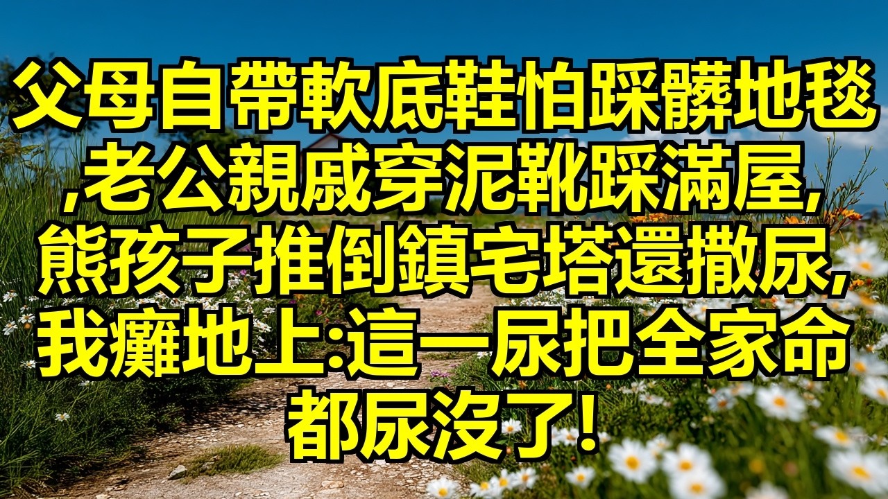 父母自帶軟底鞋怕踩髒地毯,老公親戚穿泥靴踩滿屋黑印,熊孩子推倒鎮宅琉璃塔還當場撒尿,大姑姐笑說童子尿辟邪,我沒發火反而癱地上全身發抖:這一尿把全家命都尿沒了! #鎮宅塔被毀