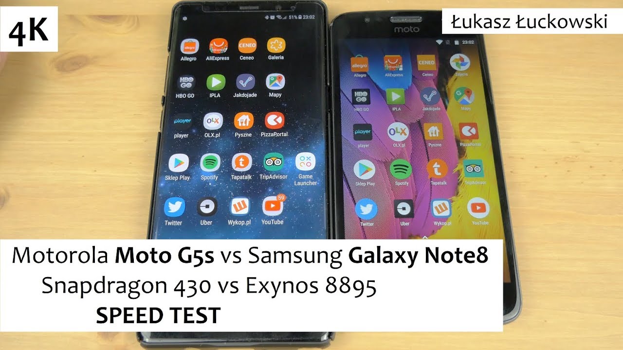 Motorola Moto G5s vs Samsung Galaxy Note8 | Speed Test | Snapdragon 430 vs Exynos 8895
