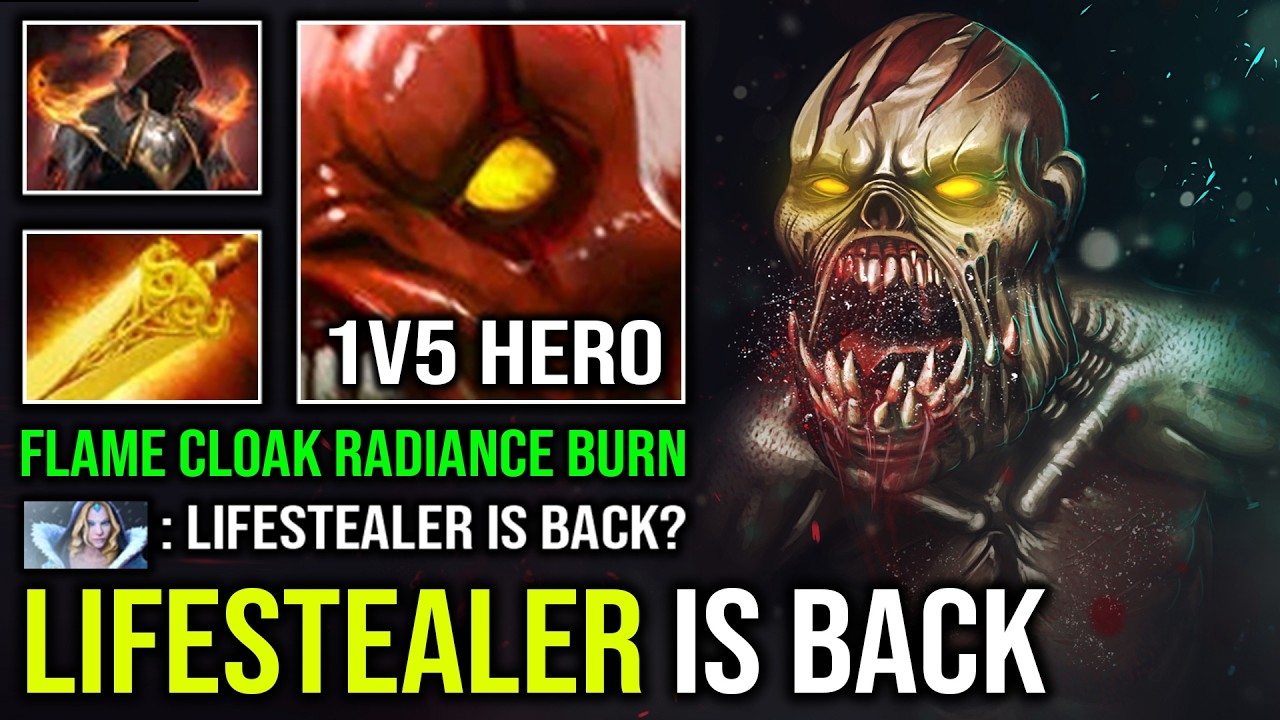 LIFESTEALER IS BACK Cloak of Flames Radiance 1v5 Unlimited AOE Burn Per Second Hard Carry Dota 2