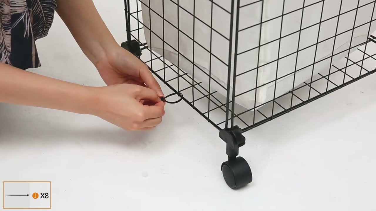 WOWLIVE Iron Wire Laundry Hamper with Lid, Foldable Laundry Basket with Wheels & Removable bags