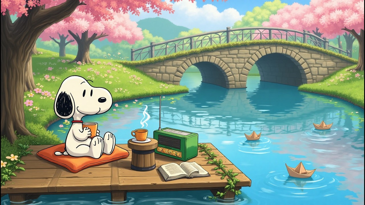 Snoopy’s Peaceful Spring Riverside 🌸☕ Cozy Lofi Beats for Study, Relax & Calm Days