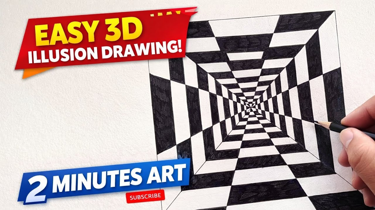 Easy 3D illusion Drawing | 2 minutes art #3ddrawing #easy3ddrawing 