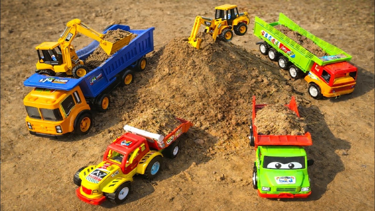 JCB 5CX Loading Mud BharatBenz Truck sonalika Tractor Pickup Tipper? Tractor cartoon | Jcb Ki Khudai