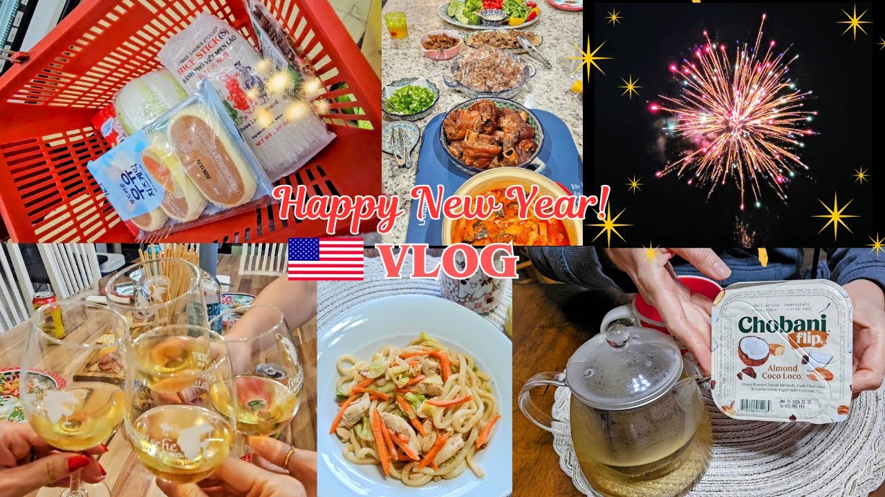 【アメリカ生活vlog】朝から夜までノンストップな大晦日～のんびりお正月🎍掃除＆断捨離🧹簡単料理🍳忘年会パーティー🥂etc...