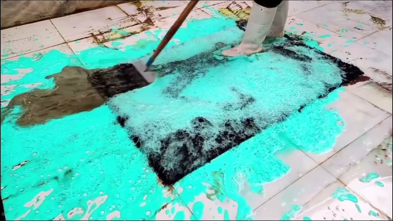 Scrubbing and brushing off VERY MUDDY DIRTY Carpets | Master Carpet Cleaner