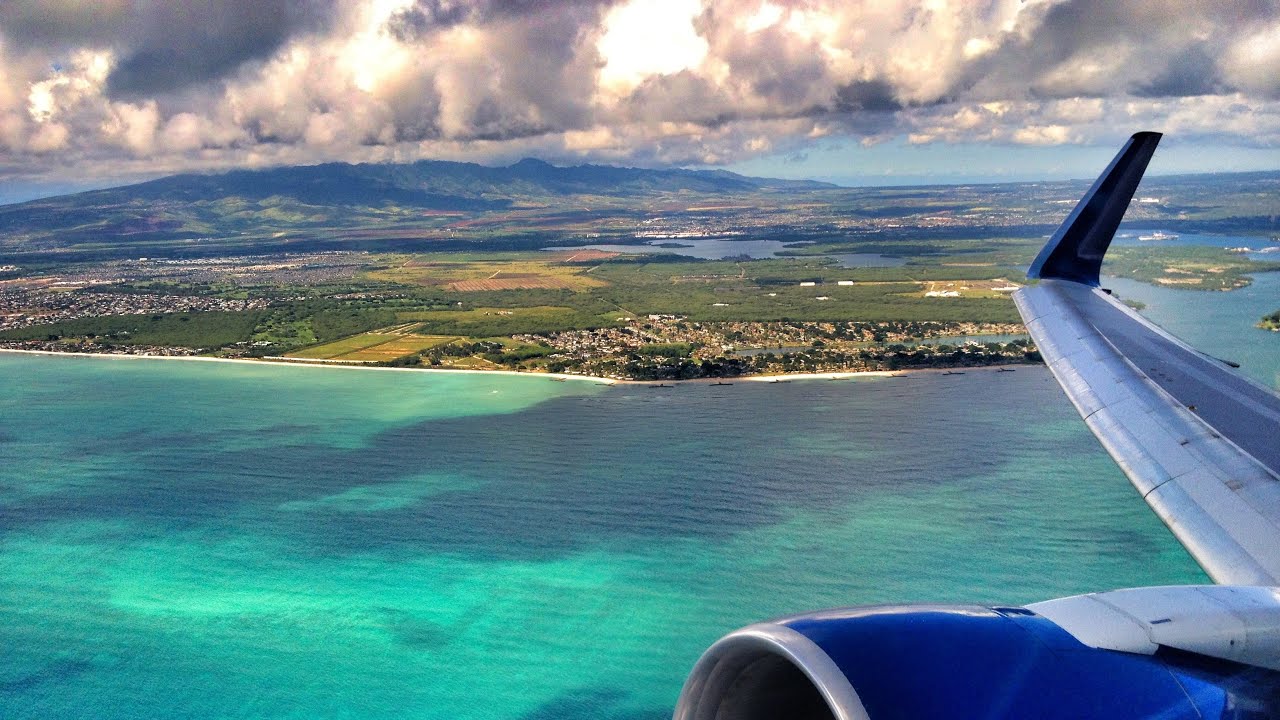 United Airlines Boeing 777-200 San Francisco to Honolulu Hawaii incredible landing HD 4K video