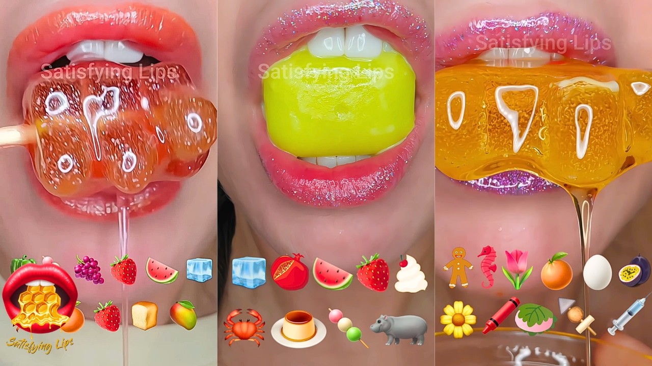 ASMR Satisfying Eating Emoji Food Challenge Mukbang Compilation