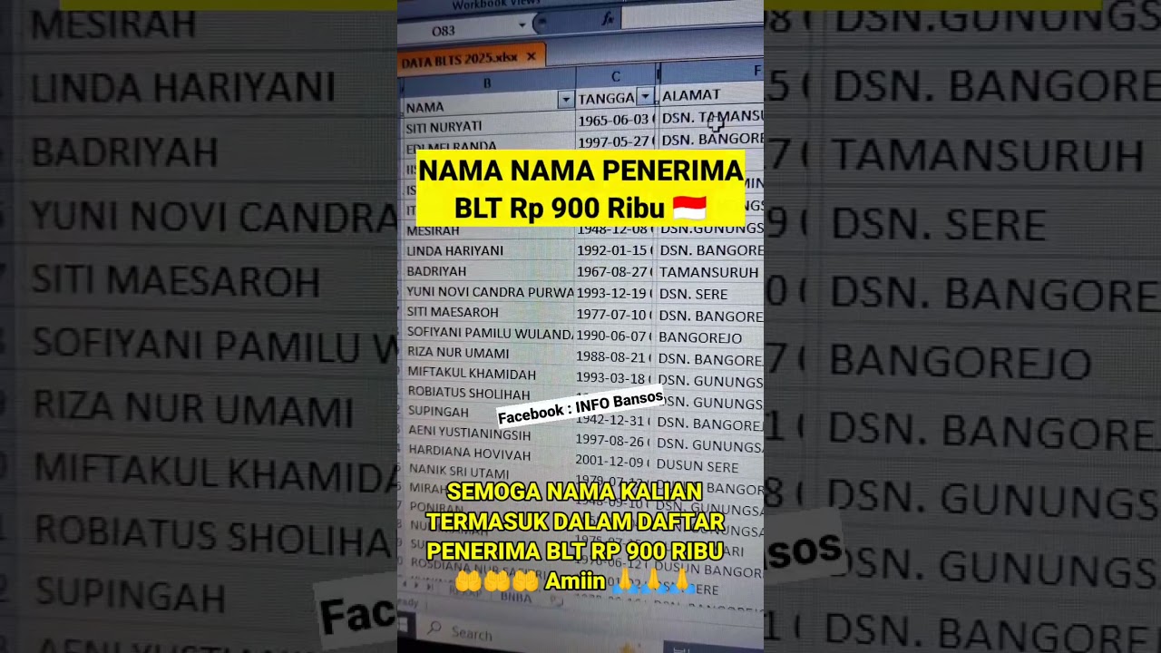 NAMA NAMA PENERIMA BLT RP 900 RIBU CAIR MULAI BESOK #blt #bltkesra #pkh #bpnt #bansos