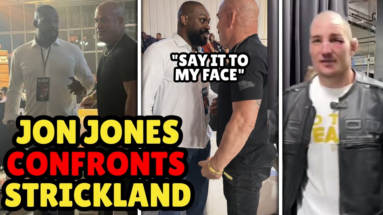 Jon Jones RUNS INTO Sean Strickland in HEATED BACK & FORTH, 