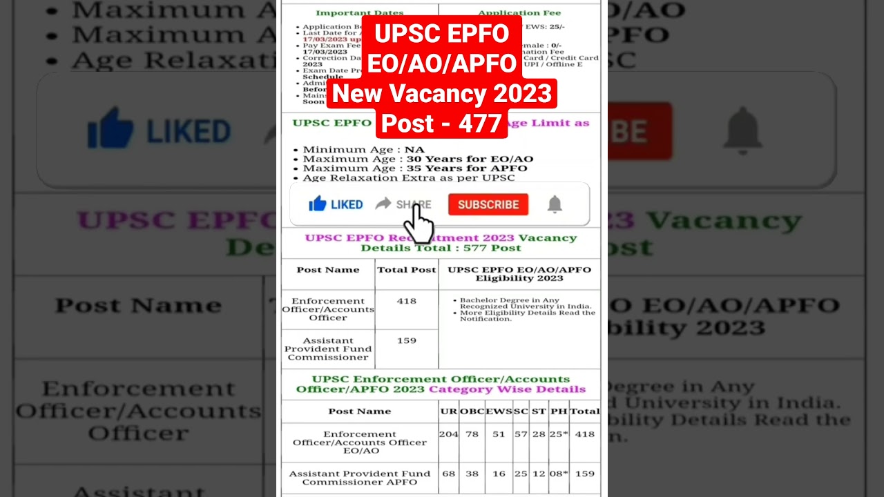 UPSC EPFO NEW VACANCY 2023 | UPSC EPFO NOTIFICATION, AGE LIMIT, ELIGIBILITY, SYLLABUS, EXAM PATTERN