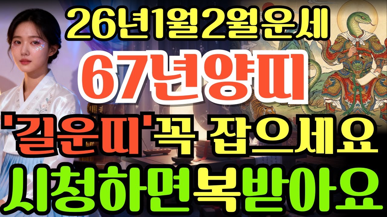 [67년양띠26년1월,2월운세]시청하면복이오는1967년정미생양띠26년1월,2월운세