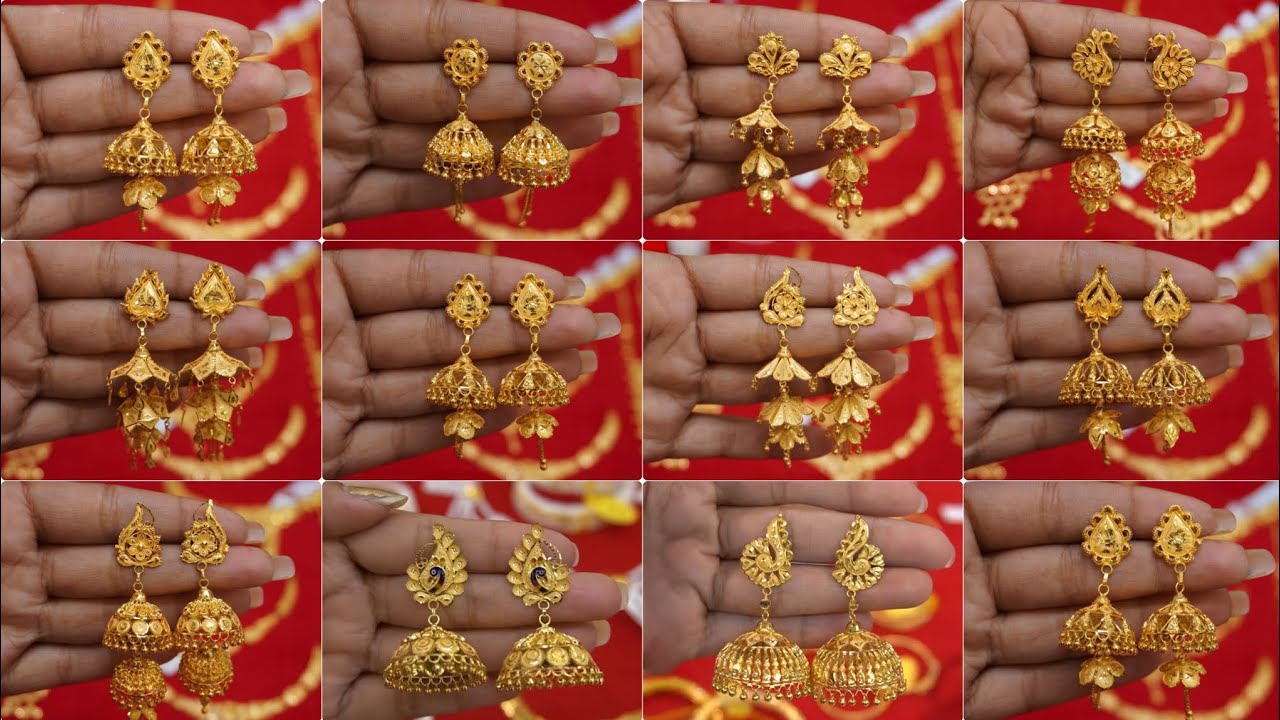 Latest 22k Gold Jhumka Earrings Design 2026/Daily Wear Gold Earrings Design/Light weight gold jhumka