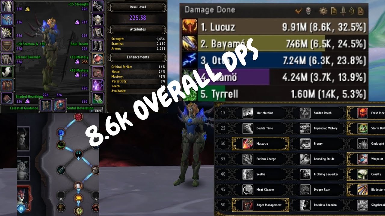 225 Night Fae Fury Warrior +16(+2) Mists (Tyrannical, Bolstering, Necrotic)
