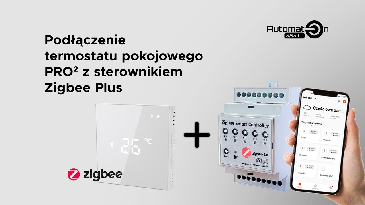 Połączenie termostatu PRO2 ze sterownikiem ogrzewania podłogowego Zigbee Tuya