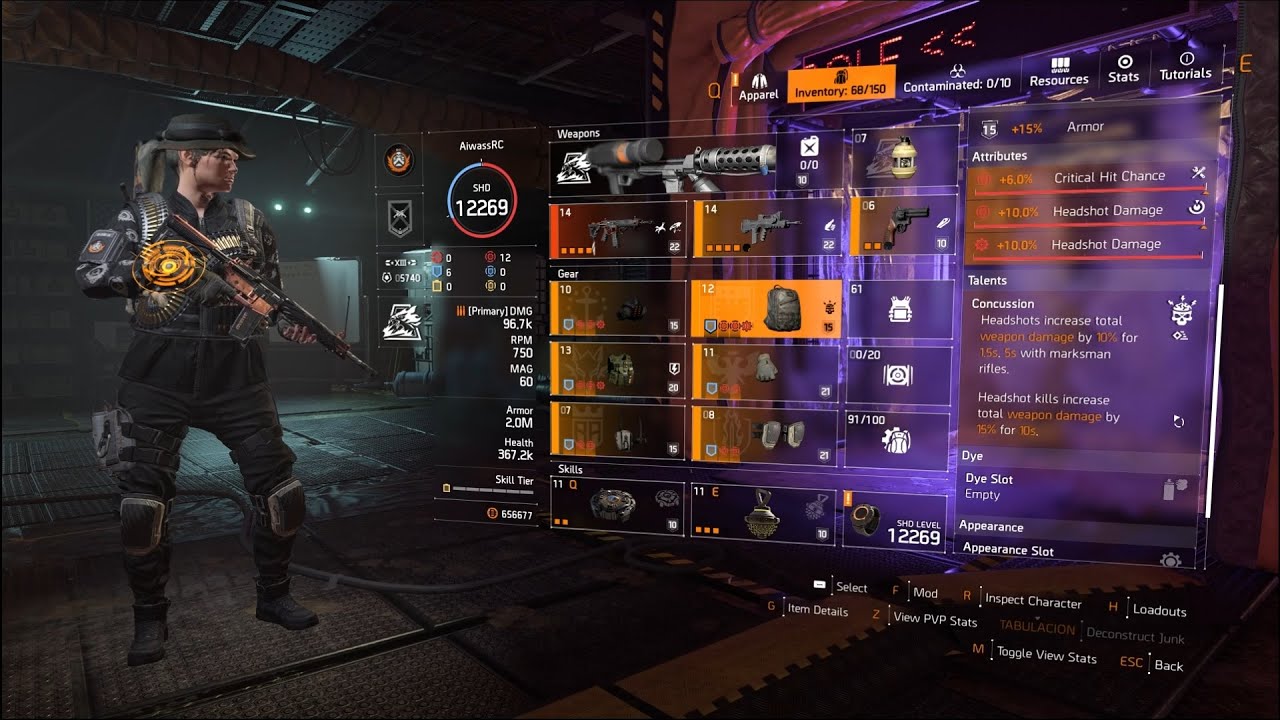The Division 2 TU18 Concussion PvP Build. Dark Zone PvP