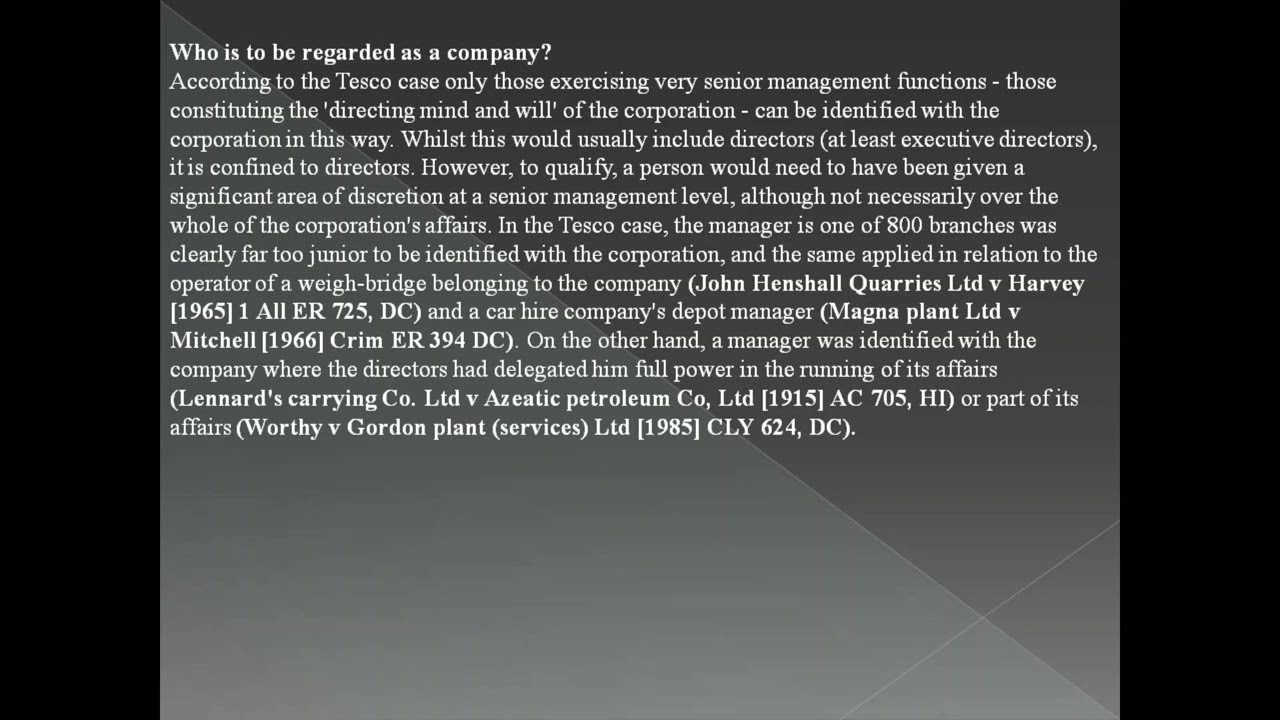 CORPORATE CRIMINAL LIABILITY (Criminal Law)