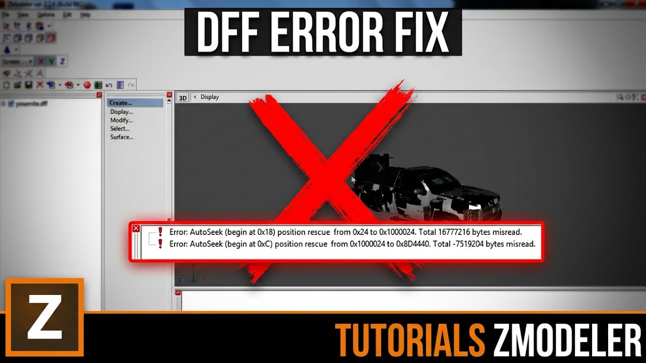 Work in ZModeler # 7 How To Fix Problem DFF AutoSeek Error