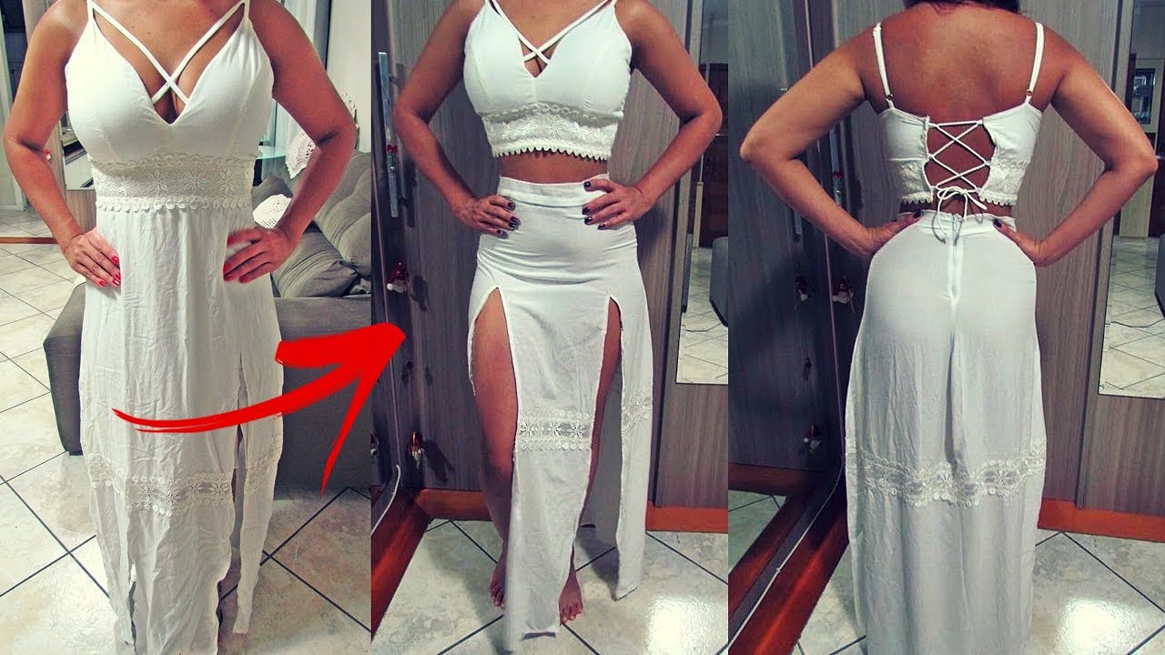 Como TRANSFORMAR VESTIDO VELHO EM LOOK NOVO | DIY | FAÇA VOCÊ MESMA