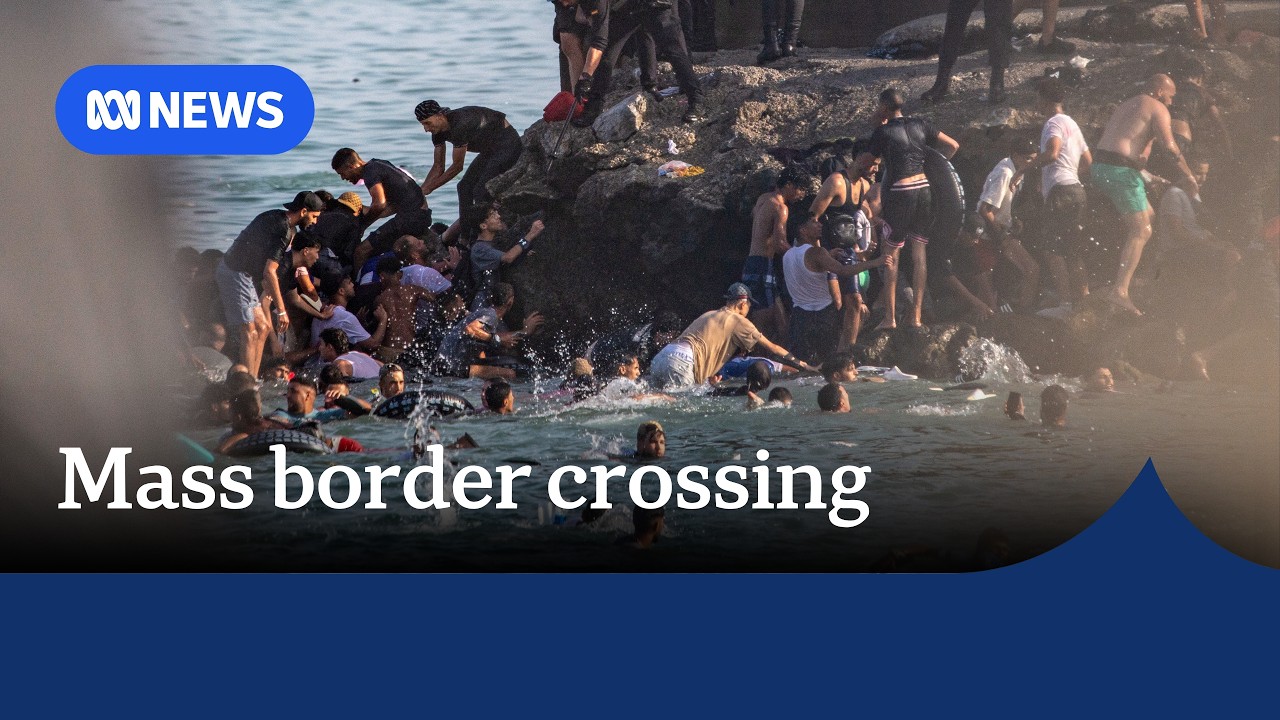 Thousands of migrants swarm Spanish border territory in North Africa | ABC NEWS