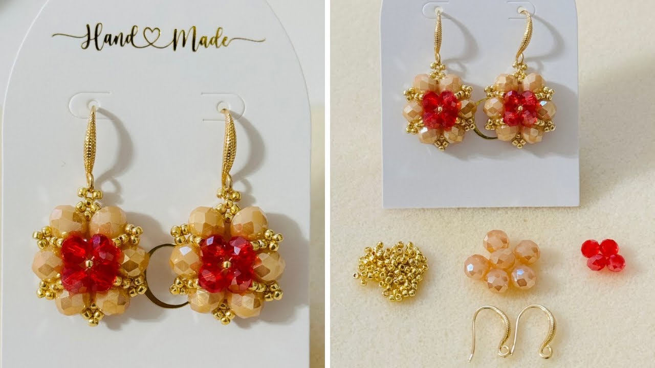 Aretes de Bisutería | cómo hacer aretes con cristales  y mostacillas ? Aprende cómo paso a paso💁🏻