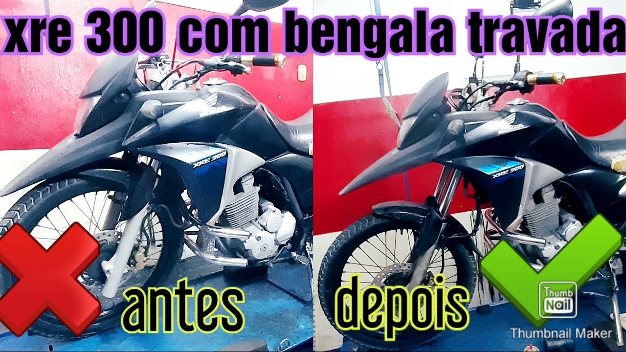 Xre 300 com bengala travada retentor vazando óleo