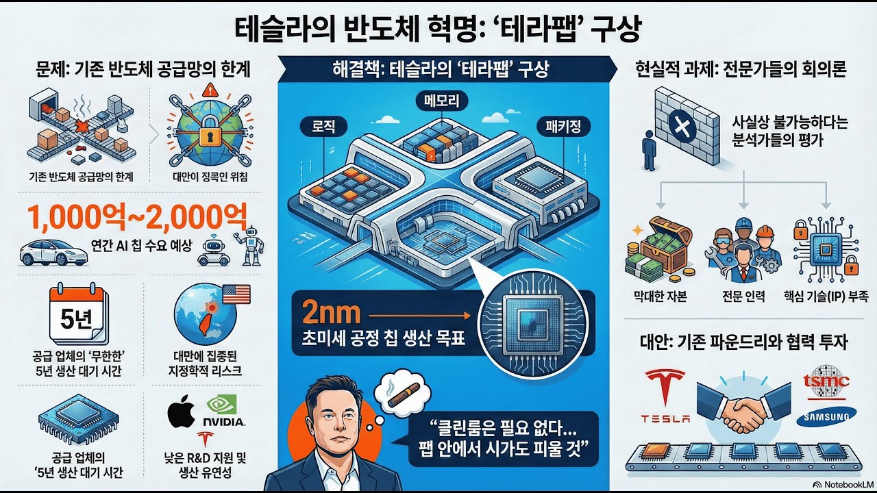일론 머스크, 반도체 독립 선언, 테라팹(TeraFab) 개요와 목표, 추진배경, 크린룸 논란, 실현 가능성(26.01.31)